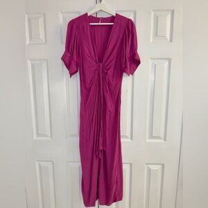 Free People: Like New - Fuschia Pink Dress with Tie Front Size Medium